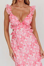 Second Chances Ruffle Trim Maxi Dress Floral Pink