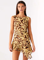 Maris Asymmetrical Mini Dress - Laguna Print