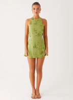 Leo Beaded Mini Dress - Green
