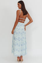 South Pacific Strappy Back Maxi Dress Floral Blue