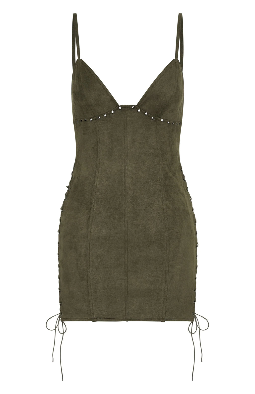 Bratty Faux Suede Mini Dress Cactus