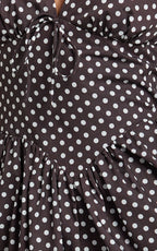 Abby Midi Dress - Neckline Dress in Chocolate Polkadot