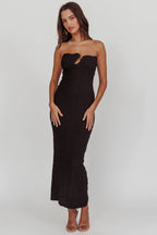 Horizon Strapless Textured Midi Dress Black