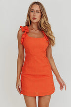 Annie Ruffle Shoulder Strap Mini Dress Orange