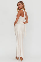 Damsel Reverse Halter Maxi Dress Flower Pink