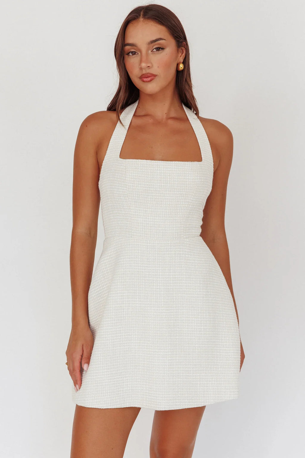Hendrix Halterneck A-Line Mini Dress Cream
