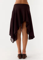 Kia Low Rise Asymmetrical Midi Skirt - Chocolate