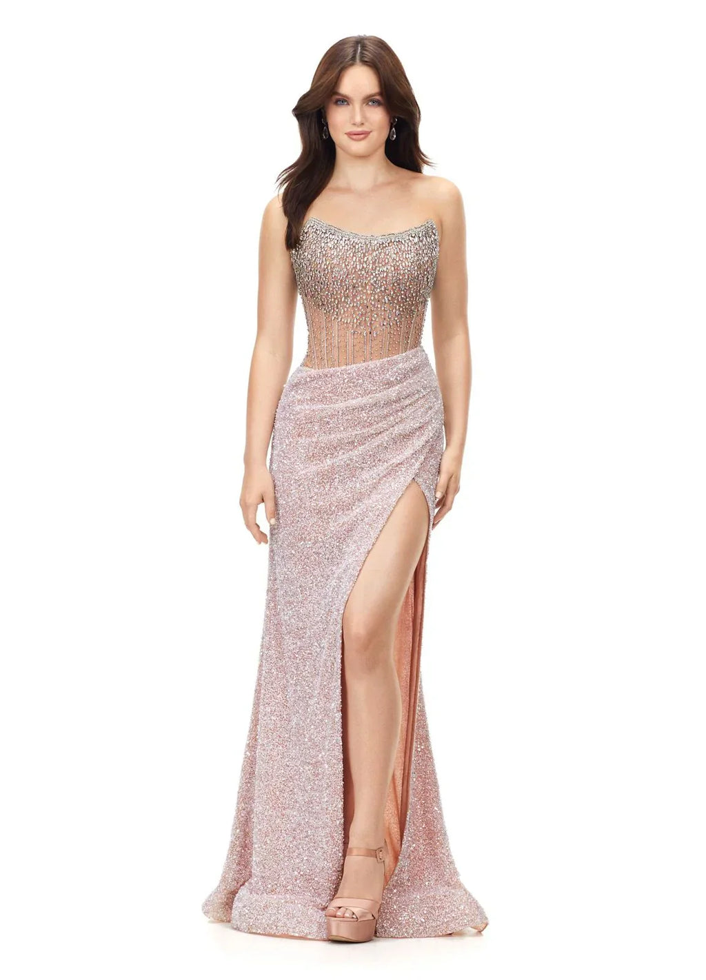 Ashley Lauren 11238 Corset Bustier Gown Wrap Skirt Evening Prom Dress