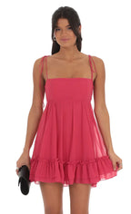 Chiffon Baby Doll Dress in Magenta