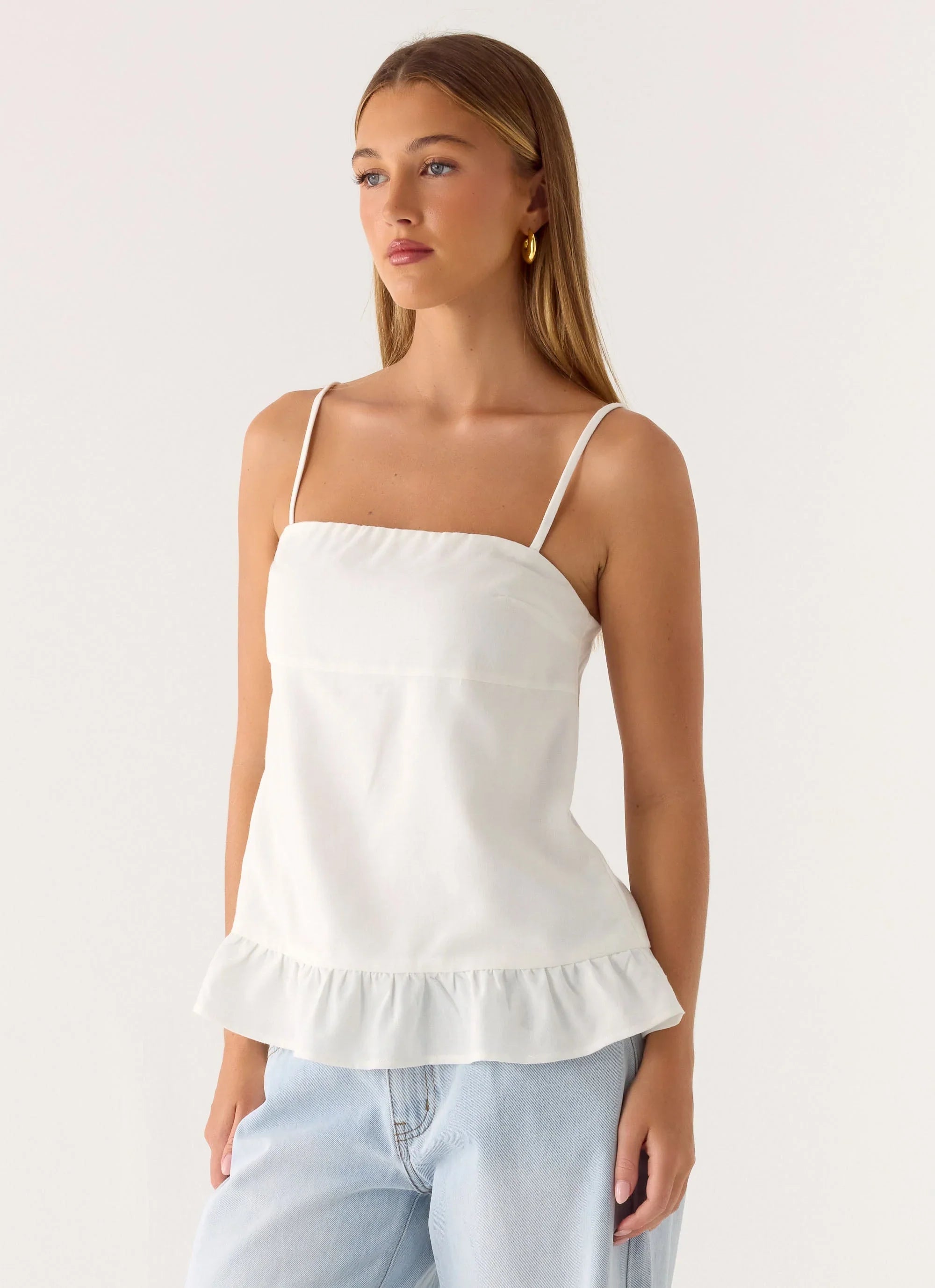 Lucie Mae Linen Top - White