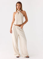 Maddox Linen Top - Oat