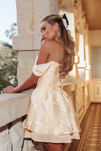 Lusting Off Shoulder Mini Dress Cream