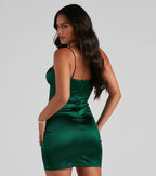 Araceli Plunge Neck Satin Formal Dress