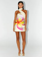 Isa Scarf Satin Mini Dress - Frangipani Yellow