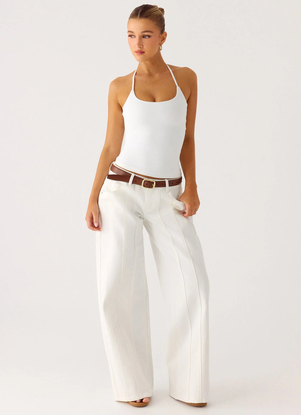Johnny Low Rise Wide Leg Denim Jeans - White