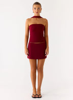 Do It Again Mini Skirt - Dark Cherry