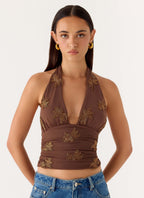 Malachi Beaded Top - Chocolate
