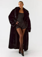 Kamil Faux Fur Maxi Coat - Black