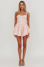 All To You Jacquard Bow Romper Pink