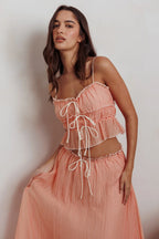 Maidens Tie Detail Overlock Top Apricot