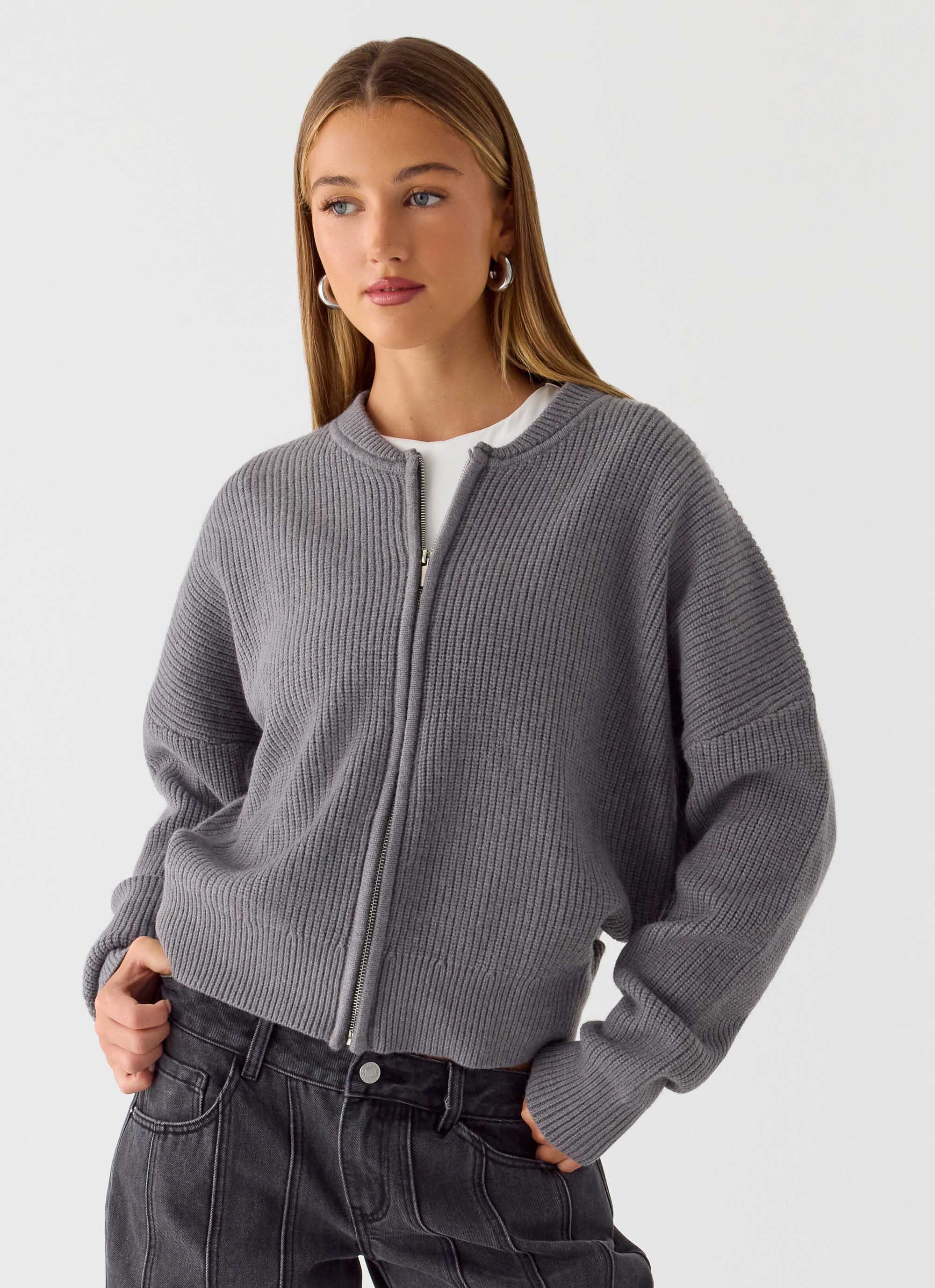Codi Zip Jumper - Charcoal