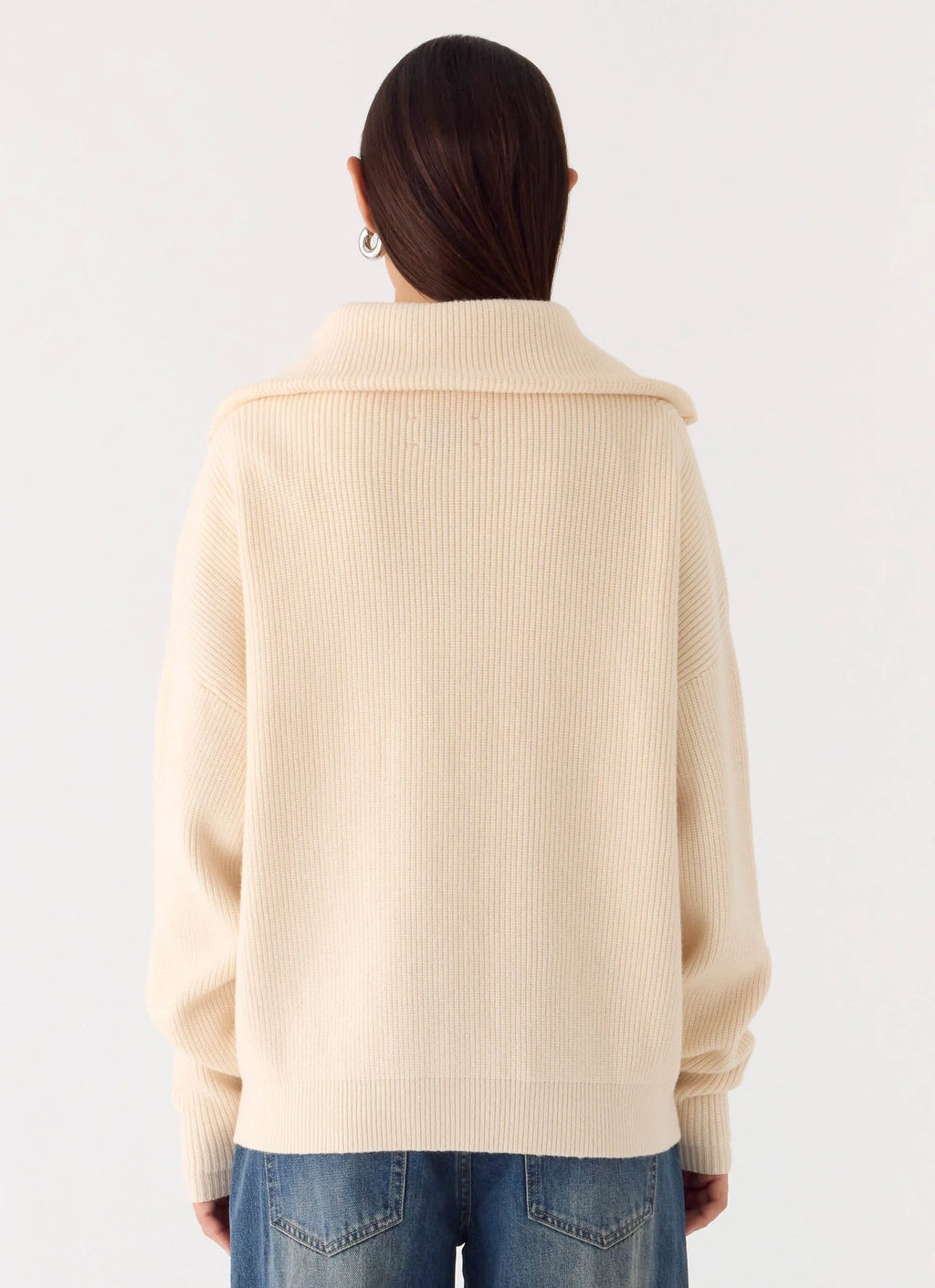 Eirena Quarter Zip Knit Sweater - Cream