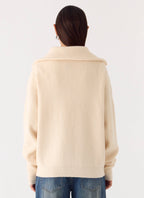 Eirena Quarter Zip Knit Sweater - Cream
