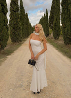Under The Pagoda Maxi Dress - White Polkadot