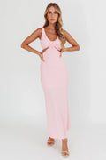 Kharissa Cut-Out Textured Maxi Dress Pink