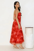 Dollhouse Daze Strapless Mesh Maxi Dress Red
