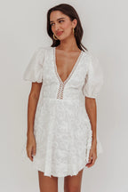 Samsara Puff Sleeve Mini Dress White