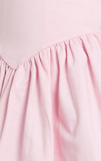 Helda Midi Dress - Halter Tie Neck Corset Panel Dress in Pink