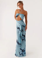 Antonia Maxi Dress - Black Blue Floral