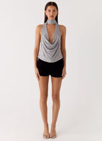 Shining Lights Cowl Top - Silver