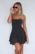 Think I'm In Love Mini Dress Black/White Polka Dot
