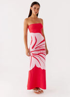 Jala Strapless Knit Maxi Dress - Red Floral
