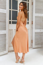Drinks On Me Midi Dress Light Orange