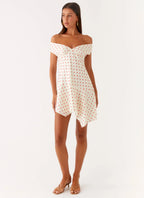 Alma Mini Dress - White Red Polka Dot