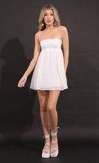 Dotted Lace Baby Doll Dress in White