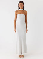 Under The Pagoda Maxi Dress - White Polkadot