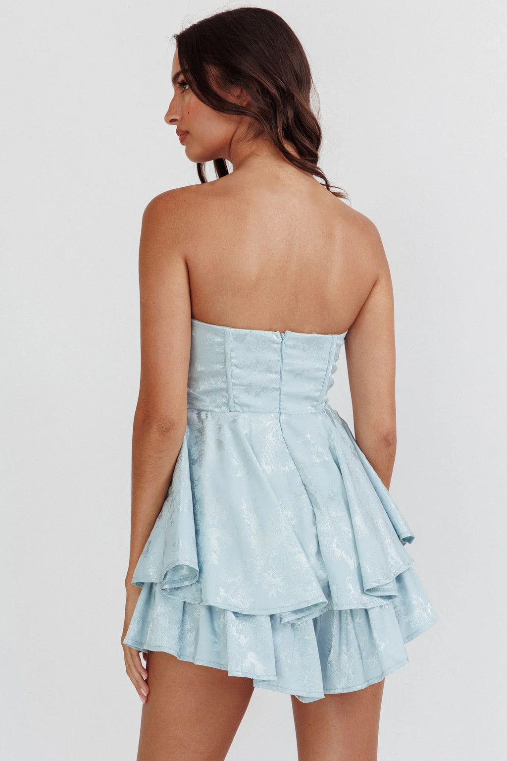 Paris Muse Gathered Bust Romper Baby Blue