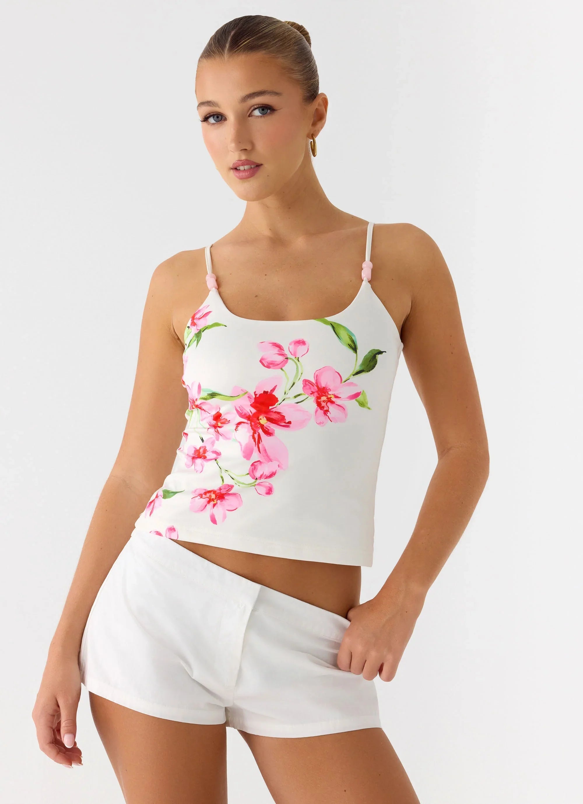 Garrix Bead Cami Top - Ivory Reef