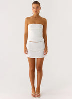Perfect Celebrity Beaded Mini Skirt - White