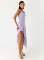 Sunmi Asymmetric Cowl Midi Dress - Lavender