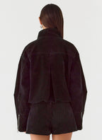 Marlow Faux Suede Jacket - Black
