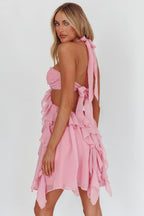 Santiago Cut-Out Ruffle Mini Dress Blush