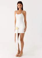 Paeonia Shell Mini Dress - White