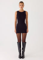 Amaris Knit Mini Dress - Black