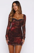 No Other Love Long Sleeve Mini Dress Leopard Honey