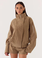 Marlow Faux Suede Jacket - Taupe